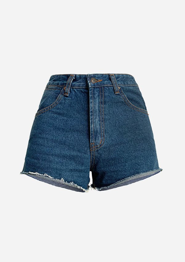 90s roll-up denim shorts (blue)