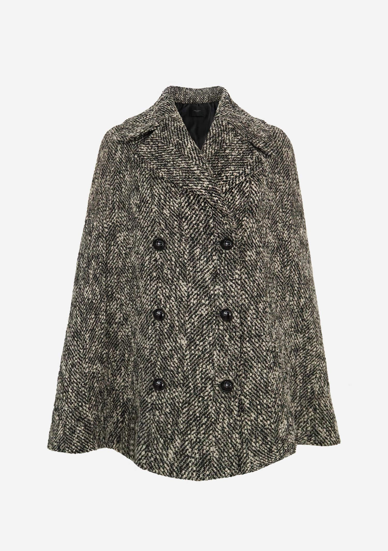 [EXCLUSIVE] Herringbone cape coat